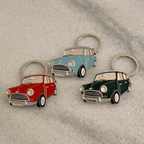 1964 MK1 Mini metal keyrings in cedar green colorado red and honolulu blue gifts
