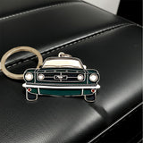 1965 Ford Mustang metal keyring in green