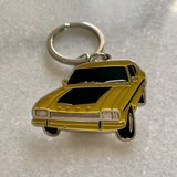 1970 Ford Capri metal keyring  yellow vintage car gift for enthusiasts