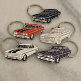 1971 Ford Falcon XY GT metal keyrings in multiple classic colors gifts