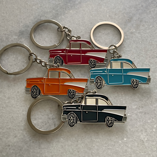 Premium 57 Chevy Belair Metal Keyring – Classic Muscle Car Gift