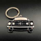 Black 1965 Ford Mustang metal car keyring vintage accessory
