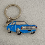 Blue 1973 Ford TC Cortina metal keyring for classic car keys