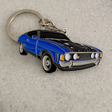 Blue Blaze Ford Falcon XA GT metal car keyring vintage accessory