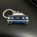 Dark Blue 1965 Ford Mustang enamel finish metal keyring