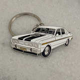 Diamond White 1971 Ford Falcon XY GT metal car keyring vintage accessory
