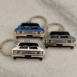 Ford Falcon XW GT metal keyrings in blue white and silver classic Aussie car gifts