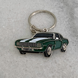 Green 1969 Chevrolet Camaro RS premium enamel metal keyring automotive gift