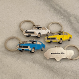 Holden HK Monaro metal keyrings in blue yellow silver and white classic Aussie car gifts
