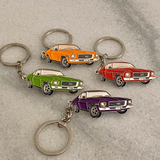 Holden HQ Monaro metal keyrings in orange lime green red and mauve classic gifts