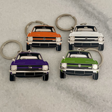 Holden LC Torana metal keyrings in tangerine green white and purple classic gifts