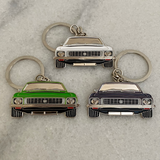 Holden LJ Torana metal keyrings in green purple and white classic Aussie car gifts