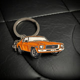 Lone O Ranger Orange Holden HQ Monaro metal keyring for classic car keys