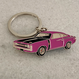 Magenta Valiant Charger metal keyring for classic car keys