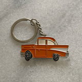 Orange 1957 Chevrolet Bel Air metal keyring classic hot rod accessory
