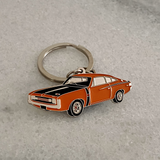 Orange Valiant Charger premium enamel metal keyring automotive gift