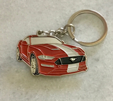 Red modern Ford Mustang metal keyring for car keys