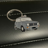 Silver 1974 Mini Clubman premium enamel metal keyring automotive gift
