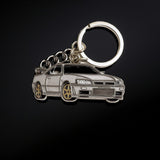 Silver Nissan Skyline GT-R R34 premium metal keychain for car keys