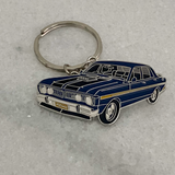 Starlight Blue 1971 Ford Falcon XY GT metal keyring for classic car keys