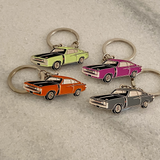 Valiant Charger metal keyrings in magenta lime green orange and silver classic gifts