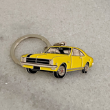 Warwick Yellow Holden HK Monaro metal keychain close up view