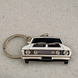 White Ford Falcon XW GT metal keychain close up view