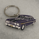 Wild Violet 1971 Ford Falcon XY GT metal keychain close up view