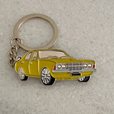 Yellow 1973 Ford TC Cortina enamel metal keyring automotive gift