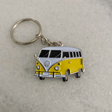 Yellow retro surf van premium enamel metal keyring travel gift