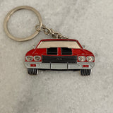 Chevrolet Chevelle SS metal keyring red classic American muscle car gift for enthusiasts
